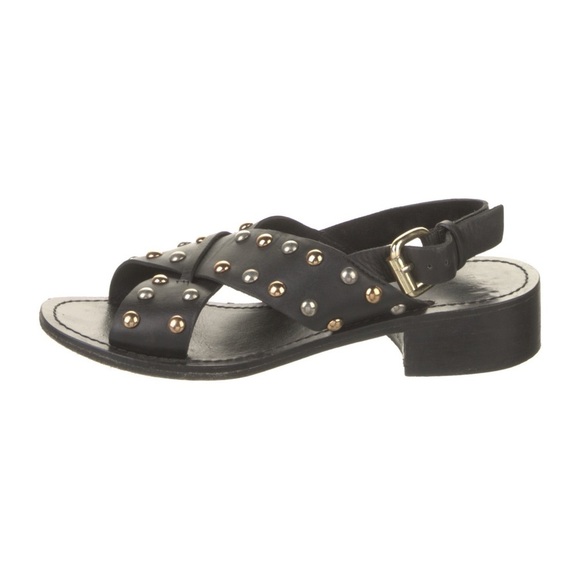 Maje Leather Studded Accents Slingback Sandals Size US7.5 / EU38 - Picture 1 of 7